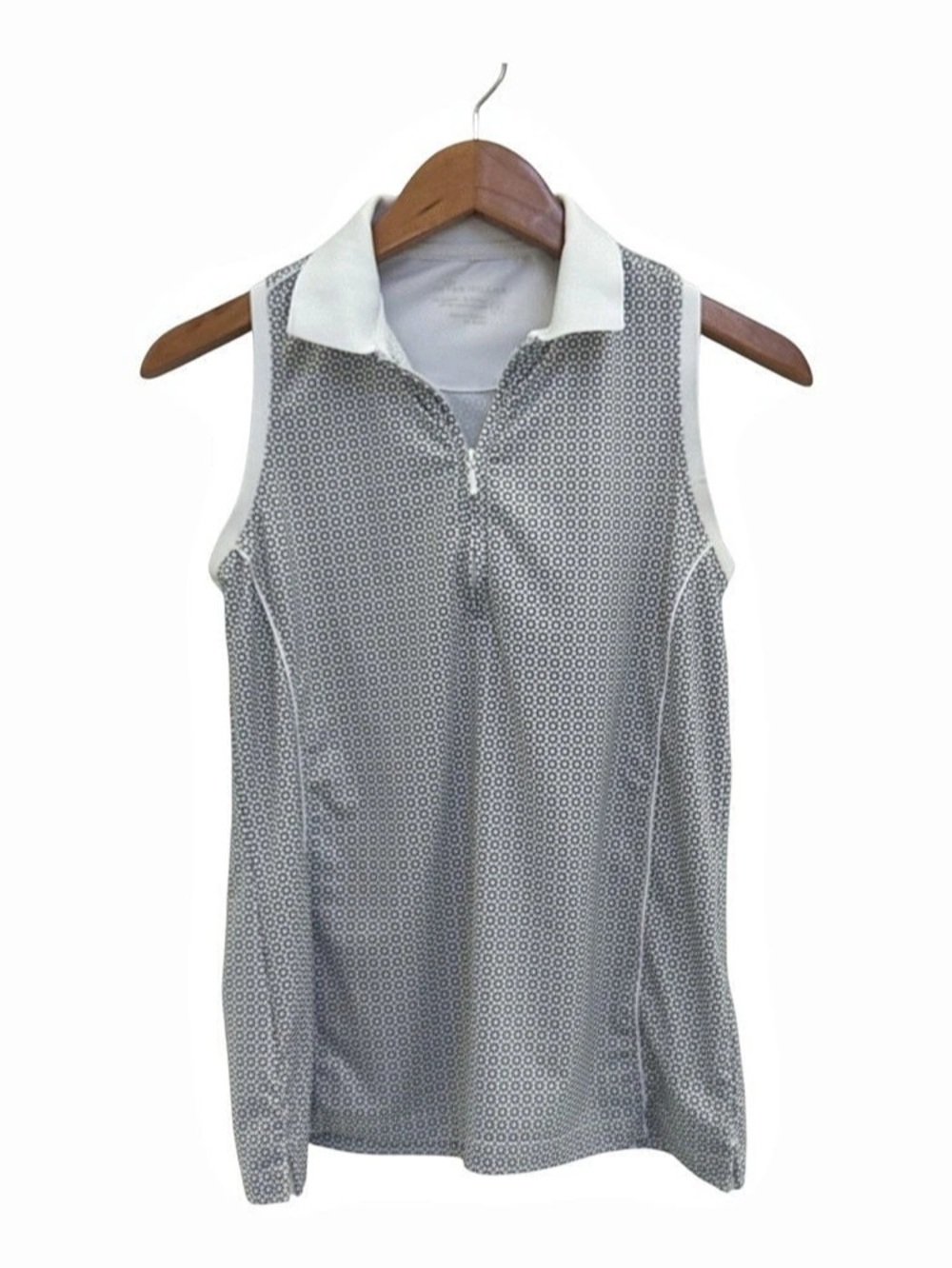 Peter Millar Women'Small Perfect Fit Sleeveless Polo Gray & White Small